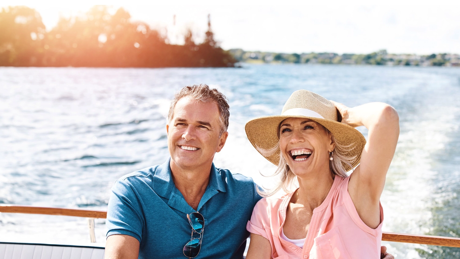 Couple at sea together for holiday