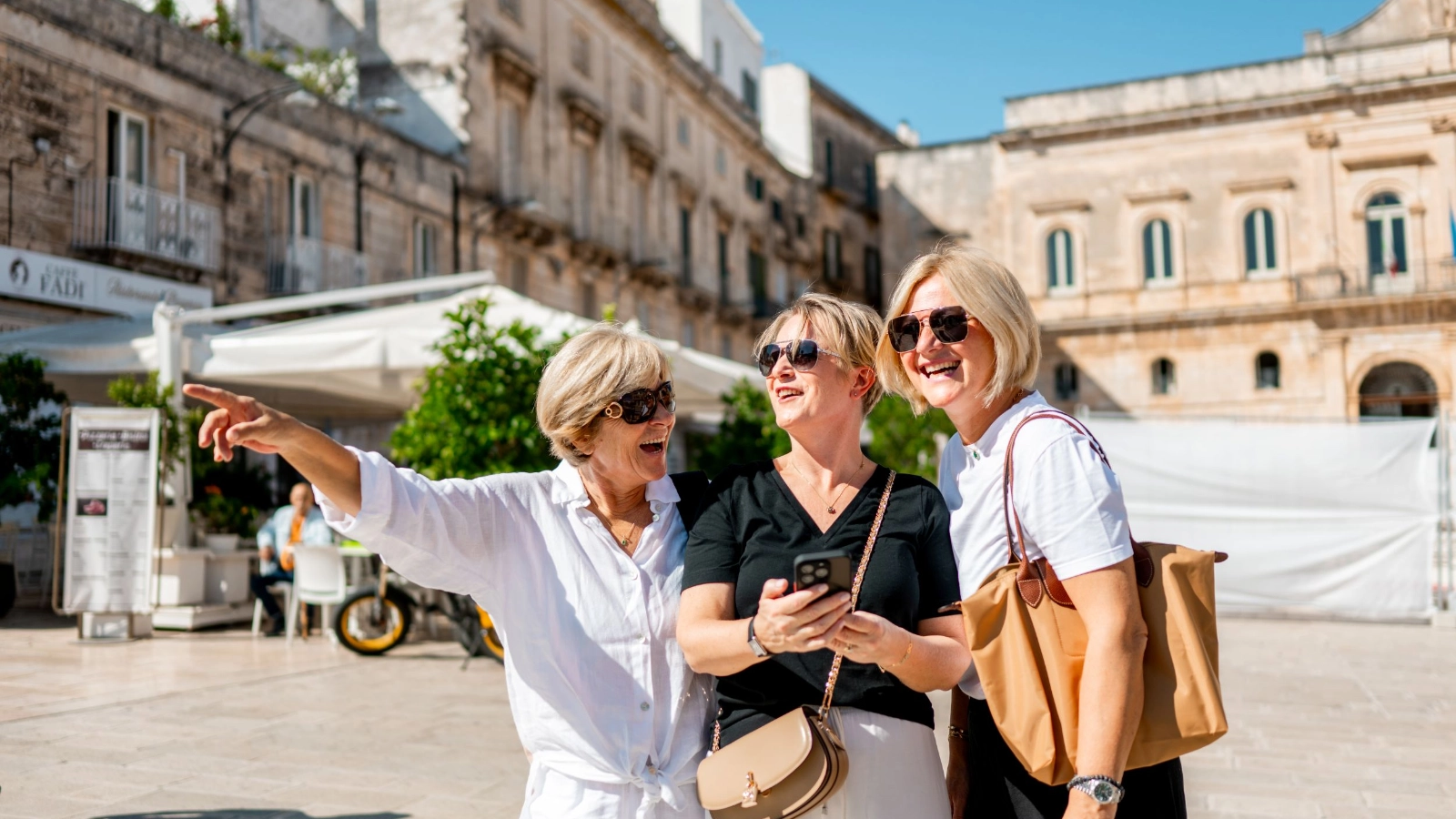 Female Tourists Enjoying In Italy 