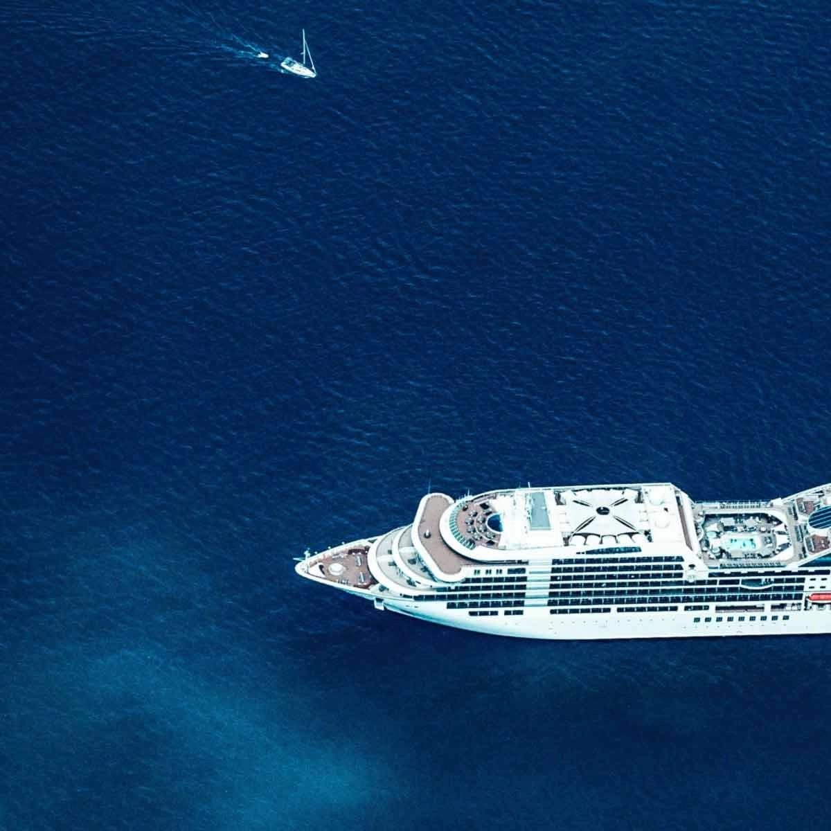 A luxury cruise ship in open water